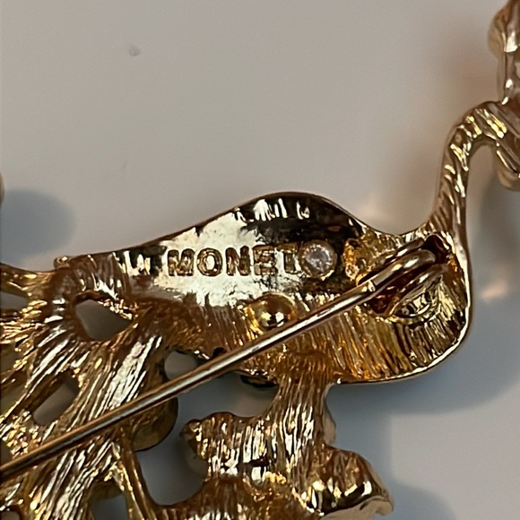 Monet Rhinestone Peacock Brooch - Picture 3 of 4